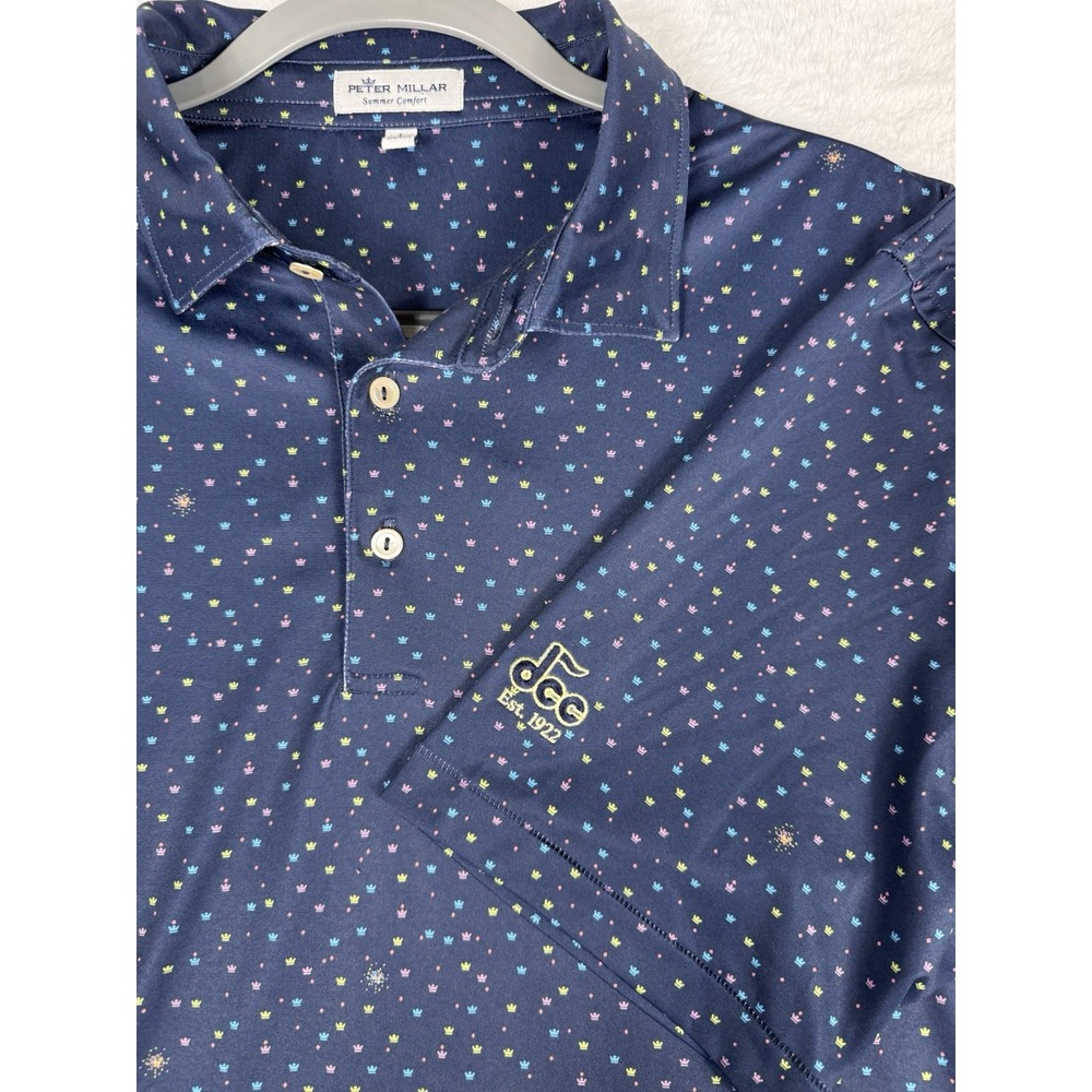 Peter Millar Summer Comfort Men's LG AOP Starbursts Performance Golf Polo Logo